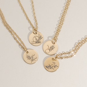 Signe astrologique du zodiaque personnalisé en acier inoxydable doré avec pendentif gravé - Bijoux célestes personnalisés