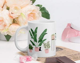 Regalo per l'amante delle piante / Regali del gatto nero / Tazza del gatto nero / Amante dei gatti / Tazza da caffè del gatto / Regalo del proprietario del gatto / Tazze del gattino