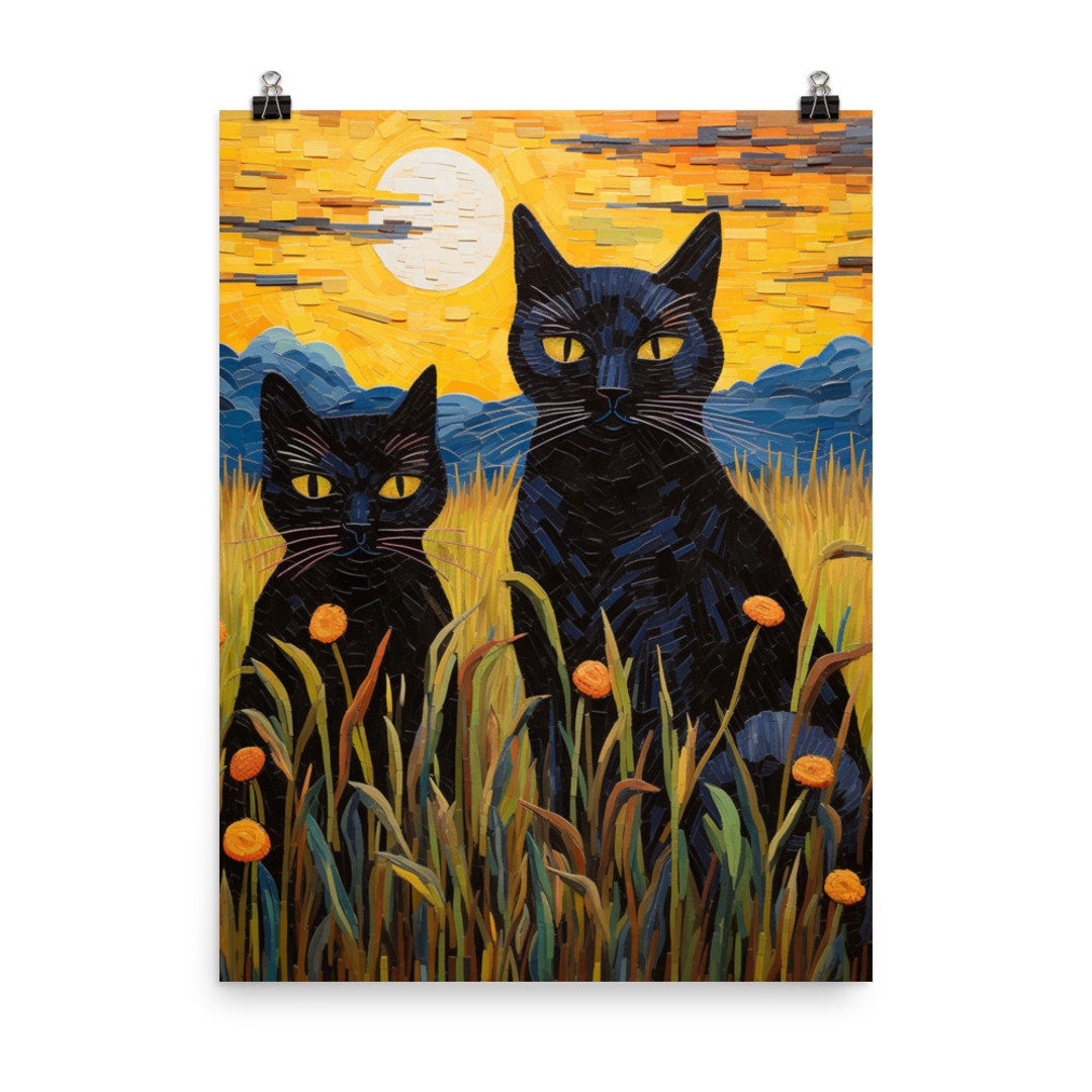 Golden Glow Cat Print | Wall Art | Digital Art Painting | AI Generated ...
