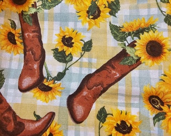 Sunflower Boot Print Grocery Bag Holder, 100% Cotton Kitchen Storage