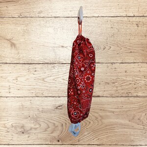 Red handkerchief Print Bag holder, Bag holder, Grocery Store Bag Holder