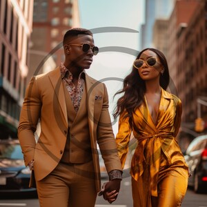 Black Couples, Stock Image, AI , PNG Afro Fashion, African American, Clipart