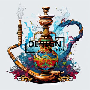 Colorful Hookah Digital Print, Vibrant Watercolor Shisha Art, Bohemian Decor, Downloadable Hookah Lounge Poster, Exotic Illustration