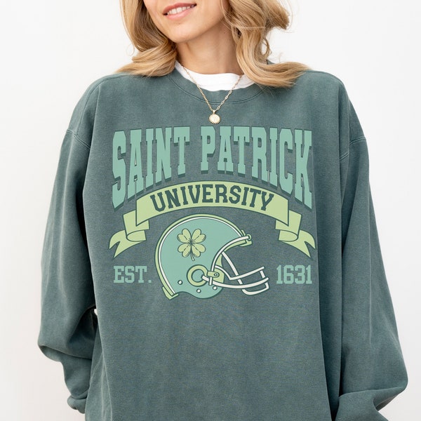 St. Patricks Day Sweatshirt, Saint Patricks Day T-shirt, Vintage Saint Patrick University Tee, Green Shamrock, Comfort Colors Lucky Teacher