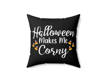 Halloween me hace Corny Throw Pillow, almohada de Halloween, almohada Corny, almohada negra, almohada divertida, almohada oscura, almohada Cringe, almohada