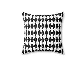 Coussin décoratif à carreaux noir et blanc, Petit coussin, Cadeaux pour adolescents, Cadeaux, Motifs, Coussin décoratif, Polyester, Coussin décoratif en polyester, Confortable