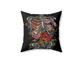 Cuscino da tiro scheletro vintage floreale, cuscino scheletro, cuscino minuscolo, cuscino, cuscino fluorescente, cuscino floreale, cuscino colorato, regali,