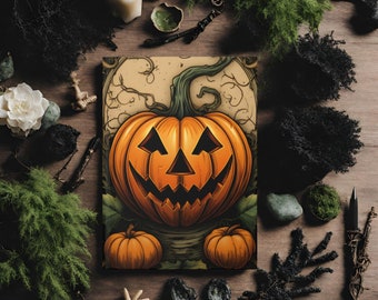 Carnet à couverture rigide, mat, journal d'Halloween, amateurs de citrouilles, citrouille, citrouille d'Halloween, sombre, effrayant, gothique, effrayant, couverture rigide