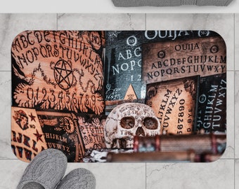 Ouija Board Occult Bathroom Kitchen Rug, Bathroom mat, Kitchen mat, Goth, Skull, Gift for witches, Witch home decor, Home decor, Ouija mat