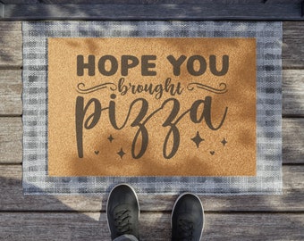 Pizza Doormat, Brown, Funny, Outdoor mat, Outdoor rug, Patio decor, Outside decor, Pizza funny, Black bottom, Funny joke, Door mat