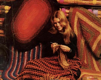 Libro de patrones de alfombras de crochet vintage de los años 70 en formato PDF