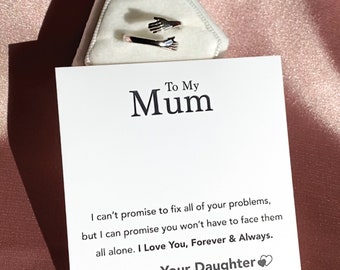 Hug Ring Sterling Silver Mum and Daughter Gift Ring with message card Birthday Graduation Christmas Jewellery Open Ring Size Adjustable S925