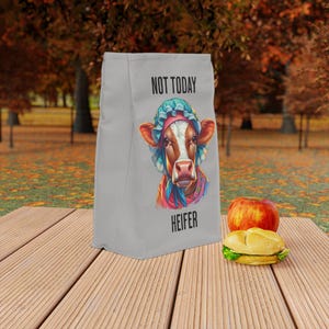 Bolsa térmica para almuerzo personalizada "Not Today" (vaquilla), reutilizable, para picnic, para refrigerios de trabajo y de poliéster para la escuela.