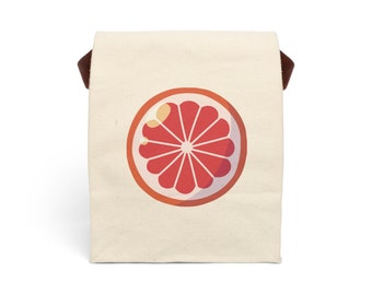 Vintage Orange on Canvas Lunch Bag With Strap; Cool Retro Lunch Sack; Brown Paper Bag; Father's Day, Mother's Day GIft; Child GIft