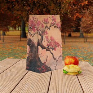 Bolsa térmica personalizada con diseño de cerezo oriental, reutilizable, para picnic, para el trabajo y la escuela, de poliéster.
