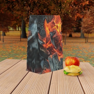 Bolsa térmica para el almuerzo personalizada con diseño de brasas, reutilizable, para picnic, para el trabajo, de poliéster, para la escuela.