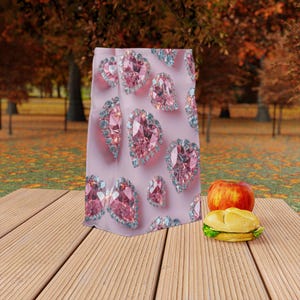 Bolsa térmica para almuerzo personalizada con corazones rosas brillantes, reutilizable, para picnic, para el trabajo, de poliéster, para la escuela.