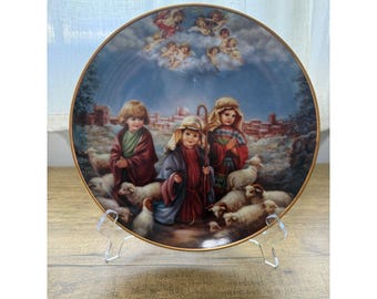 Vintage 1988 Sandra Kuck Christmas Plate "While Shepherds Watched"