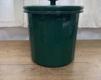 Vintage Tupperware Hunter Green Insulated Ice Bucket with Lid and Removable Liner