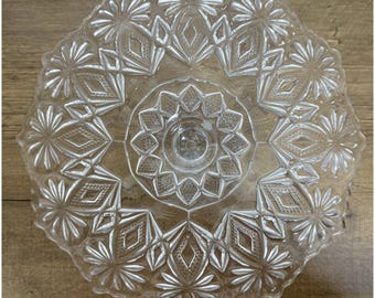 Antique EAPG Glass Cake Stand 9'- U.S. Glass Co.Victor Shoshone Pattern 1896