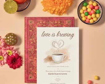 Love is Brewing Editable Customizable Bridal Shower Invitation Birthday Brunch Engagement Party Girls Day