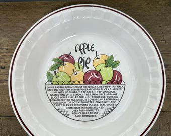 Vintage Hankook Ceramic Apple Pie Plate, 1980s Retro Recipe Dish
