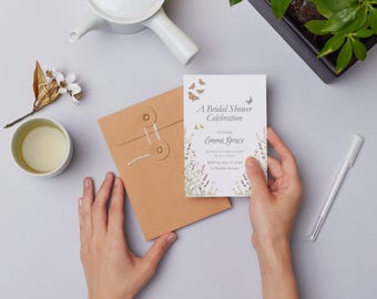 Butterfly Wildflower Invitation Template, Bridal Shower, Birthday (Digital Download)