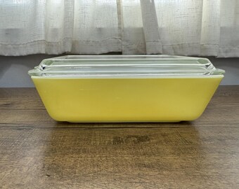 Vintage Pyrex Yellow 503 Refrigerator Dish "Fridgie" with Lid, 1.5 Quart Mid-Century Cookware