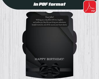Personalized birthday and anniversary gift money envelope for man in dark colors / gift money holder / money envelope