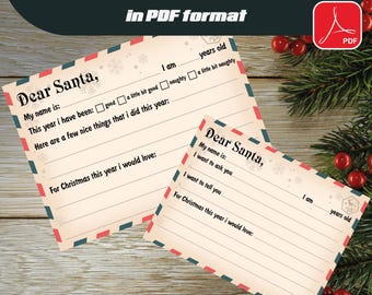 Christmas letter for Santa Claus in grunge style in PDF format, Happy New Year, Merry Christmas, Santa Claus