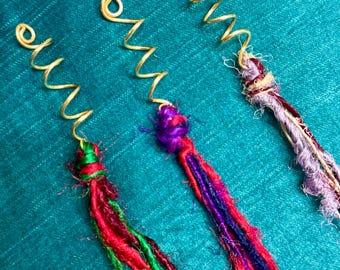 Haarschmuck | Festival Haar | Konzerthaare | Haarschmuck | Dreadschmuck | Indischer Sari | Boho Hippie Haar | eingedrehtem Haarschmuck