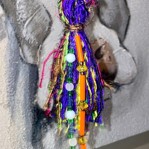 Bohemian Indian Sari Tassel Beaded Big Large Colorful Keychain Purse Handbag Bag Charm
