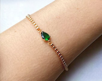 Emerald green gold plated bracelet,Emerald jewellery,Emerald bracelet gold,Emerald bracelet, Sapphire bracelet,14K gold bracelet, sapphire