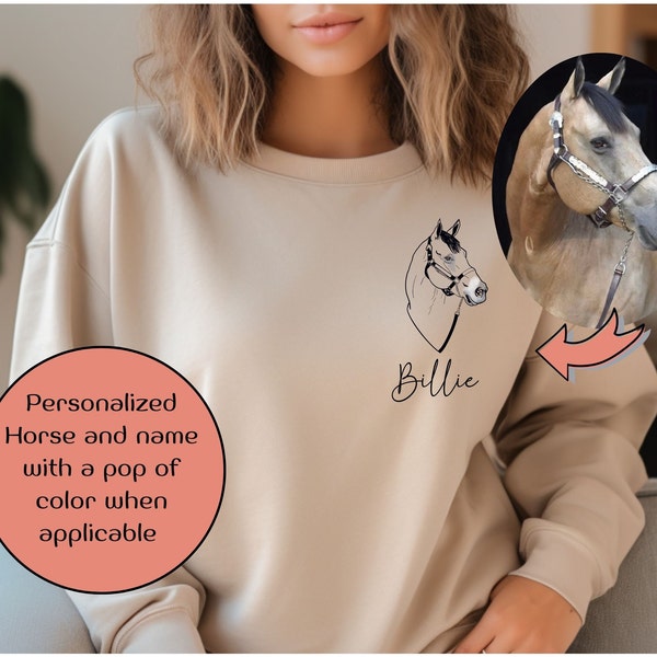 Custom Horse Portrait Sweatshirt, Custom Horse shirt, Horse lover gift, personalized Horse Shirt, Horse Riding Shirt, Pet Gift For Her