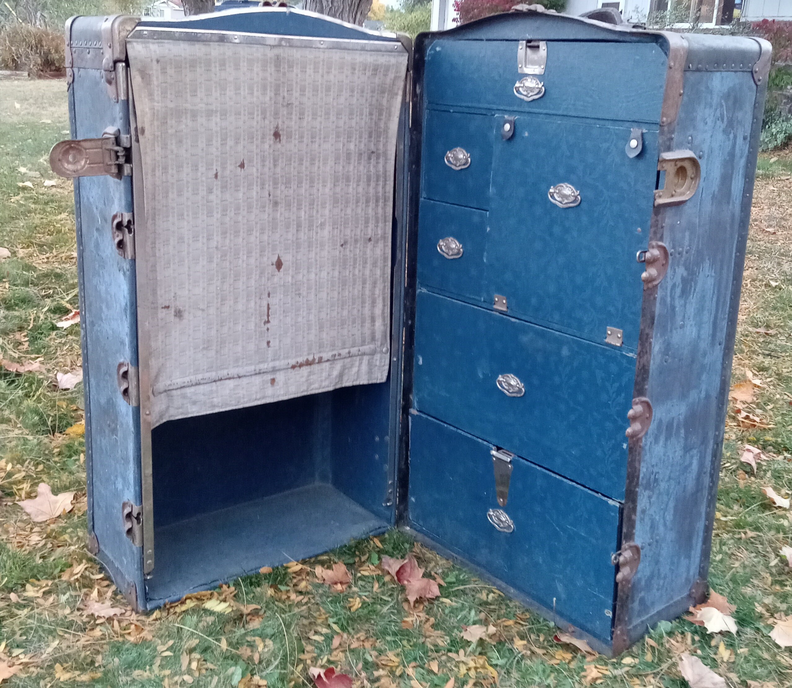 Antique Wardrobe Steamer Trunk Early 1900s