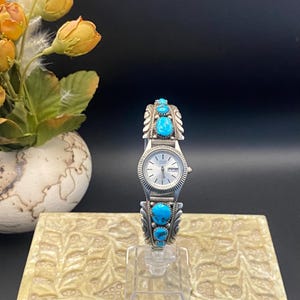 Vintage Robert and Bernice Leekya - Zuni Sterling Silver Turquoise Watch