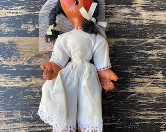 1950’s Hand Made Paper Mache/Cloth Mexican Folk Art Bride Doll