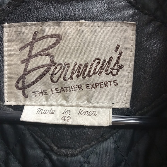 Berman's Vintage Mens Black Leather Motercycle Ja… - image 3