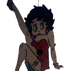 Vintage Handmade Betty Boop Red Dress Wooden Hanging Birdhouse