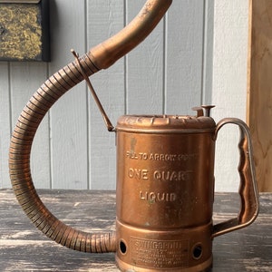1940's Rare Swingspout Long Spout Copper Oil Can 1 Quart USA