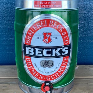 BECK&#39;S Empty 1 Gallon Mini Keg Beer Can With Tap~Germany~Man Cave, Bar Decor, Breweriana