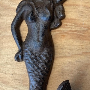 Nautical Rustic Cast Iron Mermaid Wall Decor Hook Peg, mermaid decor, ocean decor, nautical decor, beach decor
