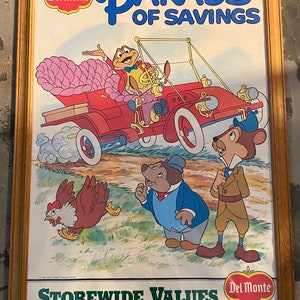 Afiche promocional original de Disney/Del Monte de 1983 para el clásico de animación de James Algar y Jack Kinney, El viento en los sauces (1949)