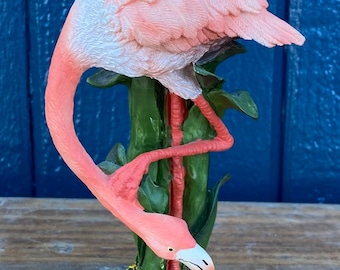 Vintage Graceful Pink Flamingo Resin Tabletop Figurine, Flamingo Lover, Florida Tropical Coastal Decor