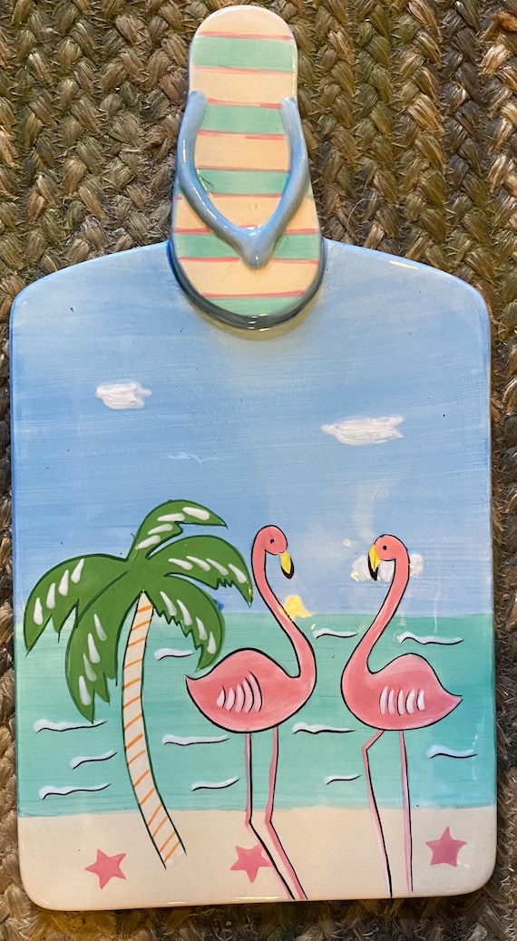 Anne Ormsby Ceramic Platter “oh so Flamingo” Cutting Board