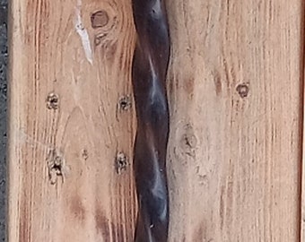 Hand Carved African Walking Stick Twisted Dark Wood With Head