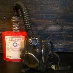 WWII Era Willson Gas Mask With MSA Filter Military Field Gear Chemical Biological