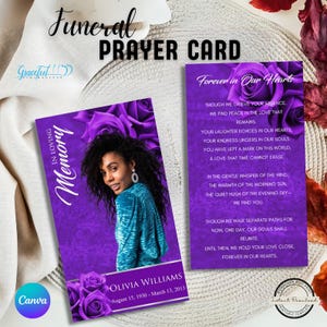 Funeral Prayer Card | Memorial Keepsake | Celebration of Life | Editable Canva Template | GR6L1A