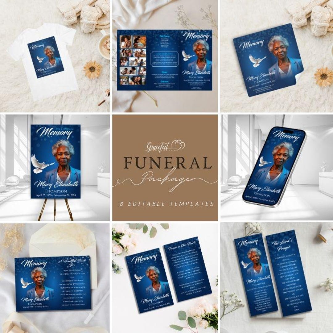 Complete Funeral Template Bundle | Editable Canva Funeral Program ...