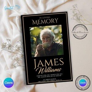 Black Minimalist-Themed 8-Page Funeral Program Template | Obituary | Memorial | GR6E4T